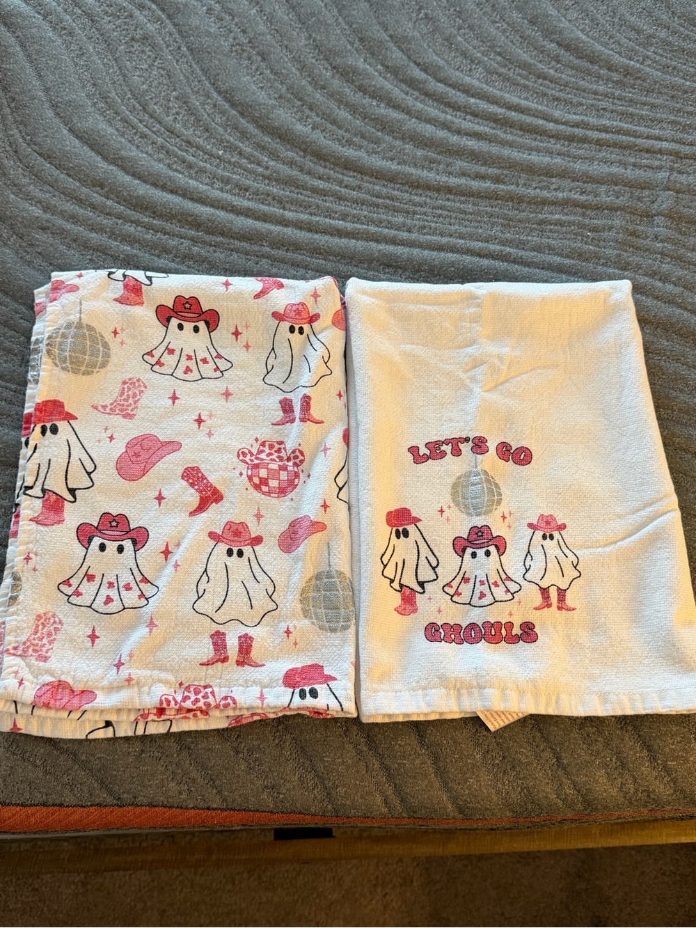 Pink Western Ghost Kitchen Towels.